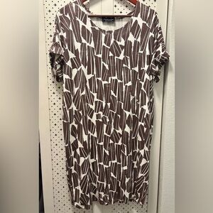 Always A.Line Brown and White Geometric Print Women's Dress